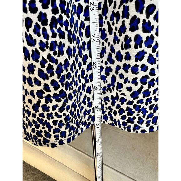Juicy Couture Blue Leopard Print Button-Down Top, L - Picture 4 of 8